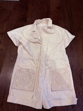 Line and Dot Ivory Lace Jumpsuit Size XS